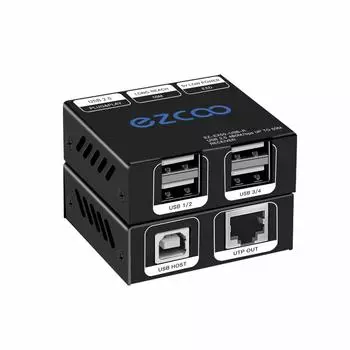 EZCOO USB-удлинитель 165 футов 50 м USB-концентратор через Ethernet Cat5e Поддержка 4 USB 2 веб-камер Работает Plug and Play Нет 2.0 / / Cat6, Windows, MacOS, Android, Linux,
