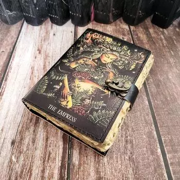 ЕЖЕДНЕВНИК из принтованной кожи «Императрица», ручная работа, кожаный скетчбук, свадебный подарок, кожаный дневник, дневник сновидений, персонализированный подарок. 7 x 5 in