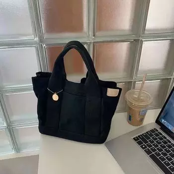 Ежедневная сумка для обеда, практичная простая холщовая маленькая сумка, винтажные женские сумки для работы, поездок на работу, повседневная сумка для колледжа кофейный