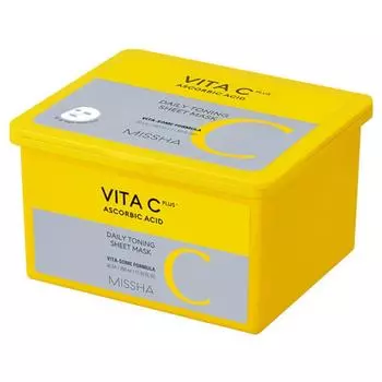 Ежедневная тонизирующая тканевая маска Missha VitaC Plus, 30 шт., 1 шт.