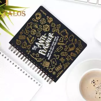Ежедневник 160 страниц Гладкий почерк Плотная бумага Тетрадь Живые иллюстрации Планировщик производительности Вдохновляющий журнал чёрный