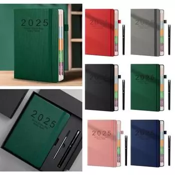 Ежедневник 2025 г. Одна страница в день Янв-Дек A5 Ежедневник 2025 Ежедневник Ежемесячные вкладки Твердый переплет 2025 Почасовая книга встреч красный