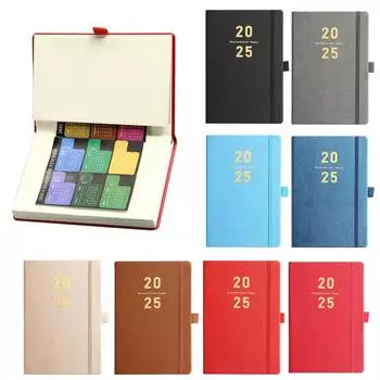 Ежедневник 2025, организация на весь год, ежемесячные еженедельные страницы, блокнот, обложка из искусственной кожи, эластичная застежка коричневый