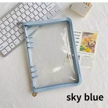 Ежедневник Ariachu с 6 отверстиями, прозрачная обложка на молнии, формат А5, блестящий покерный скоросшиватель