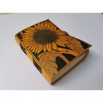 Ежедневник/Блокнот/Дневник/Альбом для эскизов/Личный дневник/Подарок/Дневник ручной работы в кожаном переплете с тиснением подсолнуха 7 x 5 in