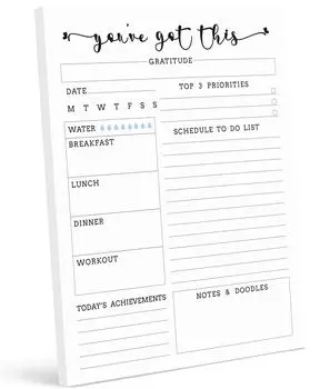 Ежедневник Inkdotpot, отрывной блокнот, блокнот со списком дел, 50 недатированных листов, планировщик дневного расписания, планировщик работы, блокнот органайзера на день. 5.8 x 8.2 белый