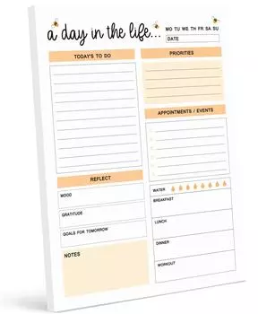 Ежедневник Inkdotpot, отрывной блокнот, блокнот со списком дел, 50 недатированных листов, планировщик дневного расписания, планировщик работы, блокнот органайзера на день. 5.8 x 8.2 жёлтый