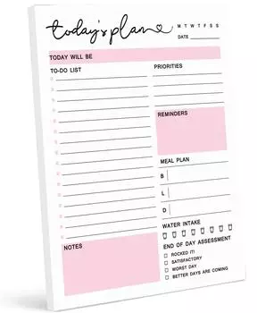 Ежедневник Inkdotpot с 50 недатированными листами 5,8 x 8,2 Tear, Off Sheets- Блокнот-органайзер на день-Планировщик-Отслеживание производительности-Приготовление еды 5.8 x 8.2 белый