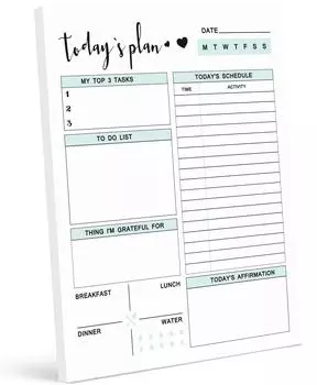 Ежедневник Inkdotpot с почасовым расписанием на 50 недатированных листов, отрывной блокнот для отслеживания производительности - личный планировщик - приоритетная задача - ежедневная цель 5.8 x 8.2 светло-синий