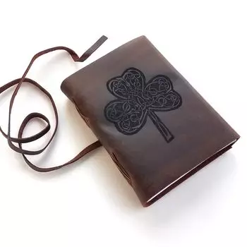 Ежедневник из нелинейчатой бумаги ручной работы с гравировкой формата А5, с замком на ремешке и кожаной обложкой, ежедневник для офиса, 100 страниц 7 x 5 in коричневый