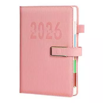 Ежедневник на 2026 год 12-месячный еженедельный и ежемесячный органайзер с вдохновляющими цитатами А5 Блокнот для продуктивности для работы, учебы, отслеживания целей розовый