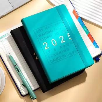 Ежедневник-планировщик 2025 года. Комплексный ежедневник. Ежемесячный обзор. Планировщик ежедневной производительности. коричневый