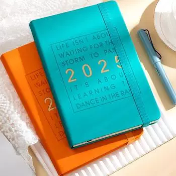 Ежедневник-планировщик 2025 года. Комплексный ежедневник. Ежемесячный обзор. Планировщик ежедневной производительности. коричневый