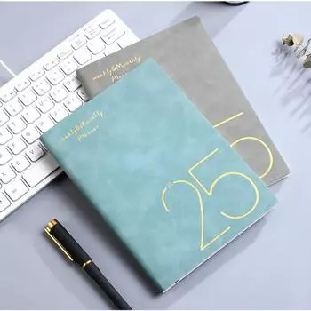 Ежедневник-планировщик Напоминание 2025 Английский Повестка дня Книга Эффективность Планировщик расписания Блокнот Еженедельно серый