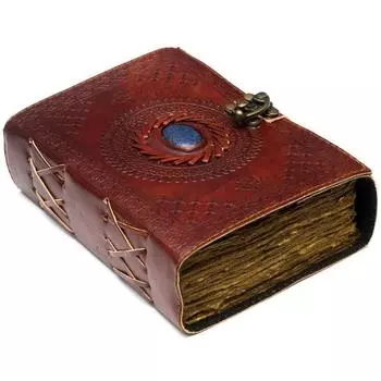 Ежедневник премиум-класса из кожи с камнем, А5, нелинейный, 200 страниц (коричневый) 7 x 5 in коричневый