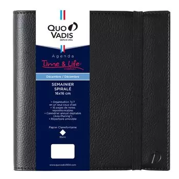Ежедневник Quo Vadis и Life Starts December Квадратный формат Французский черный QUOVADIS qv540bk [Издание 2025] Время 16x16 (Еженедельная вертикаль, 2024, чёрный