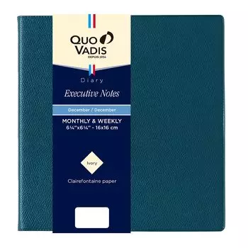 Ежедневник Quovadis начинается с декабря, квадратный формат 16 x 16, синий Plasse QUOVADIS qv90601bp [издание 2025 года] Executive Note/Anpara (Еженедельная вертикальная,