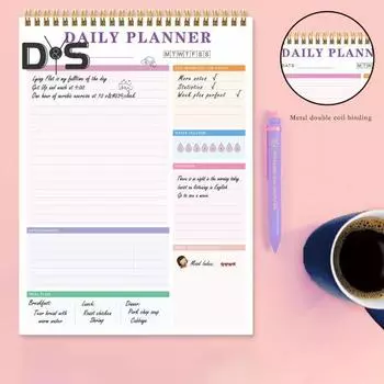Ежедневник с двойным переплетом для студентов, офисных работников, список дел, ежедневник, книга-планировщик для офиса, школы A5 розовый