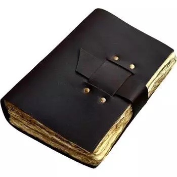 Ежедневник в кожаном переплете для письма Ручной работы Большой Кожаный Скетчбук Шоколадно-коричневый Кожаный Блокнот Гримуар 8 x 6 in