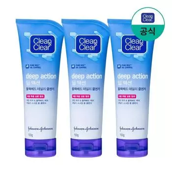 Ежедневное очищающее средство от черных точек Johnson Clean & Clear Deep Action, 100 г, 3 шт.