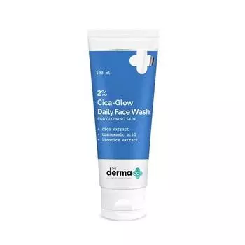 Ежедневное средство для умывания лица Derma Co 2% Cica-Glow с транексамовой кислотой и экстрактом солодки для сияющей кожи - 100 мл