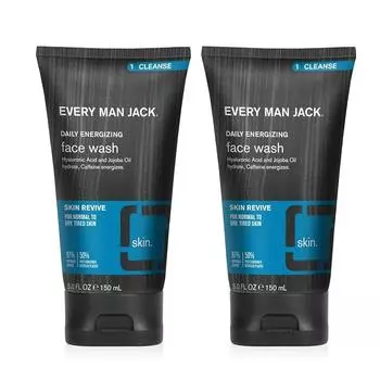 Ежедневное средство для умывания лица Every Man Jack для мужчин Мягко очищает и увлажняет сухую, уставшую кожу с помощью гиалуроновой кислоты и ниацинамида 141,7 г (2 упаковки)