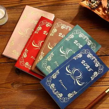 Ежедневный план 2025 A6 Карманный блокнот Кожаный блокнот-планировщик для бизнеса красный