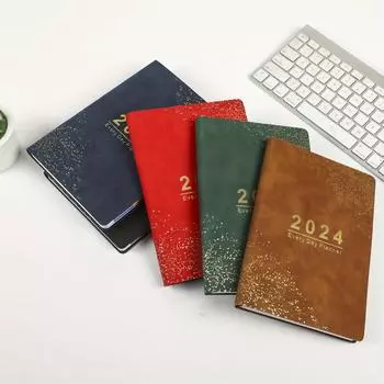 Ежедневный план-график на 2024 год, ежегодный календарь из мягкой кожи, план-книга Pack of 1