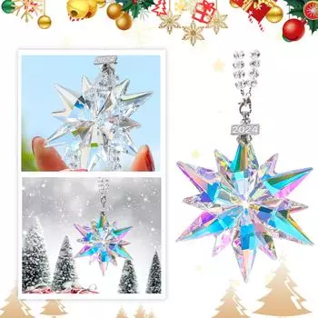 Ежегодные рождественские украшения хрустальная снежинка звезда, блестящие хрустальные украшения для рождественской елки, красивые рождественские украшения для женщин и девочек One Size
