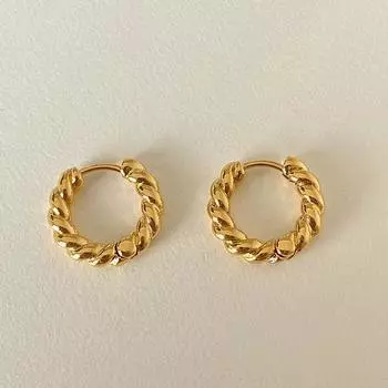 Ежегодные серьги с текстурой, витые серьги, маленькие серьги для женщин