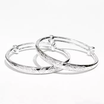 Ежегодный безопасный детский браслет Zuyin из чистого серебра 999 года с умными и благоприятными персонажами Adjustable size