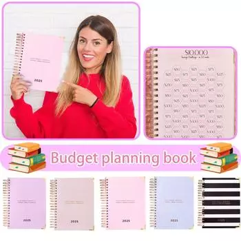 Ежегодный блокнот для планирования бюджета, финансового планирования и еженедельного планирования с инструментами для постановки целей One Size чёрный