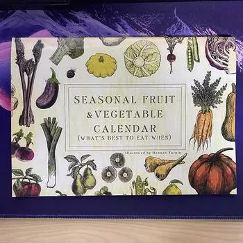 Ежемесячный календарь 2025 года, семейный и ежедневный органайзер с изображениями овощей, бумажный календарь Organi Fun, сезонный календарь продуктов
