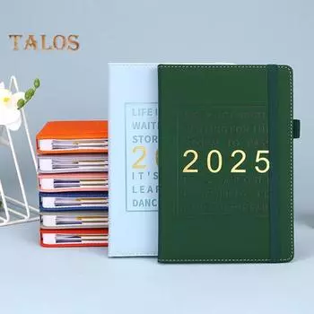 Ежемесячный планировщик на 2025 год с гелевой ручкой, твердый переплет, водостойкая обложка, ежедневник, дополнительные этикетки, эластичные застежки, календарь A5 серый