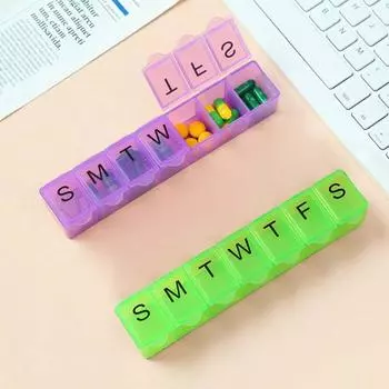 Еженедельные портативные дорожные футляры для таблеток, органайзер на 7 дней, контейнер для хранения таблеток, витаминов, лекарств, рыбьего жира зелёный