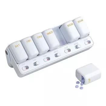 Еженедельный органайзер для таблеток Герметичный Большая вместимость Многоцелевой Компактный Портативный 7-дневный Дорожный контейнер для таблеток Ежедневный органайзер для лекарств