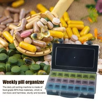 Еженедельный органайзер для таблеток, контейнер для хранения с крышкой с пружинным замком, большой емкости, без BPA, контейнер для таблеток большой емкости A