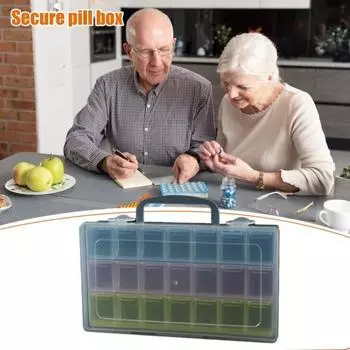 Еженедельный органайзер для таблеток, контейнер для хранения с крышкой с пружинным замком, большой емкости, без BPA, контейнер для таблеток большой емкости A