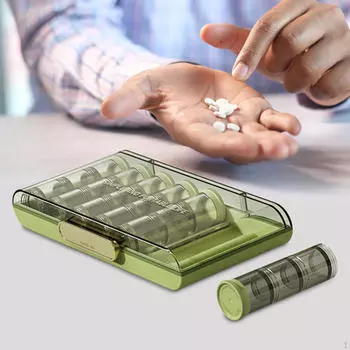 Еженедельный органайзер для таблеток на 7 дней, чехол PM AM, портативный ящик для рыбалки зелёный