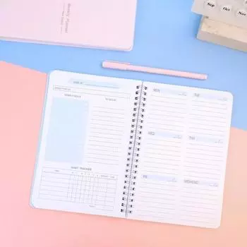 Еженедельный планировщик A5 на 52 недели, ежедневник на английском языке, плотная бумага, гладкая книга-планировщик для дома, школы, офиса A5 розовый