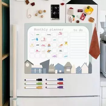 Еженедельный планировщик для холодильника, 9 шт./компл., с доской для сообщений сухого стирания, магнитной доской и ручкой для письма, стираемый ежемесячный планировщик для холодильника