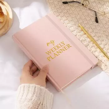 Еженедельный планировщик на 2025 год с почасовыми временными интервалами, ежемесячная/еженедельная книга встреч, круглогодичная организация, бархатная обложка темно-синий