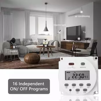 Еженедельный программируемый цифровой таймер, устанавливаемый на панели, электрический таймер, 16 независимых ВКЛ/ВЫКЛ 220V
