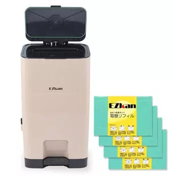 EZkan Diaper Pot Trash Can Large Capacity 27L Odor Resistant Antibacterial Odorless Bag Double Lid Nursing Care Diaper Pet Refill (Keratta) 99% (Beige бежевый