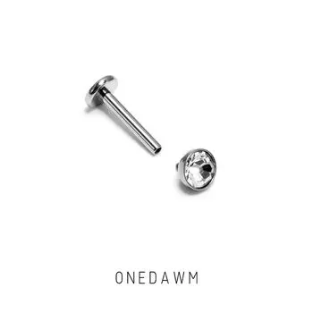 F136 Medical Titanium Alloy Bowl Cup Zircon Super Flash Stud Earrings Anti-Allergy Ear-Caring Sleep No Need to Take off Ear Bone Stud Nose Stud A 5mm drill +1.2 Threaded rod [note rod length]]