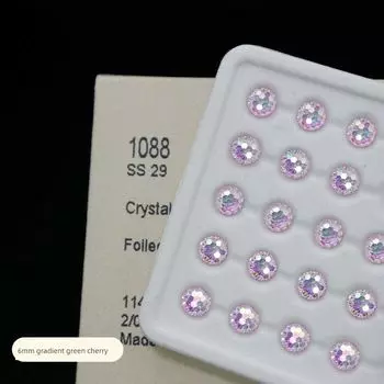 F136 Titanium Alloy Ear Studs Flash Zircon Fireworks Cut Ear Bone Stud Inner Spiral Anti-Allergy Ear-Caring Ear Ear Bone Pin Female Gradient cherry-6mm [single]]