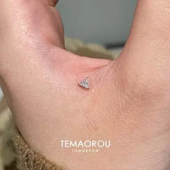 F136 Titanium Alloy Giant Mini Triangle Rhinestone Ear Bone Stud Male and Female Piercing Ear Ear Bone Pin Labret Nose Stud Earrings Ear Studs Drill 3.5/thick 1.2/long 8mm/mouth 0.9(Single)