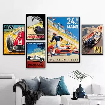 F1 Автомобильная картина, украшение, фреска, ретро постер, холст, живопись и настенные художественные принты для гостиной, для современного домашнего декора, Cuadros, без рамки 21*30cm