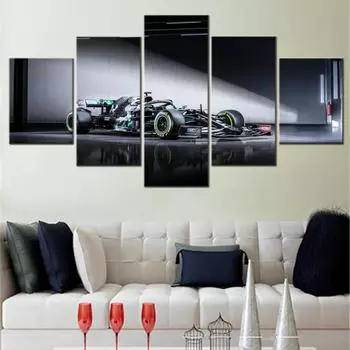 F1 Car W11 EQ Performance Плакат Картина 5 шт. Настенное искусство Холст HD Картина Печать Домашний декор Рамки Гостиная Фреска 20x35cm*2 20x45cm*2 20x55cm*1