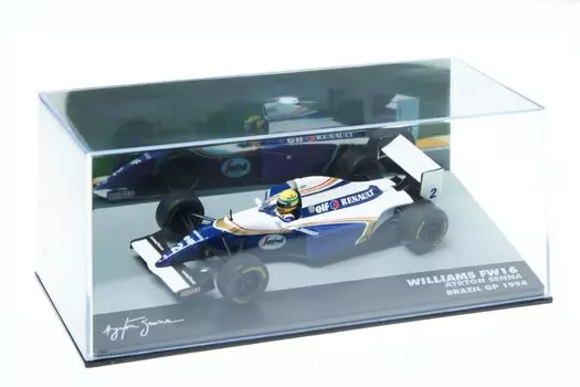 F1 Mini Car Гран-при Бразилии 1994 Айртон Сенна Ротманс Уильямс Renault AYRTON SENA 1/43 [Williams FW16] [Предмет] синий